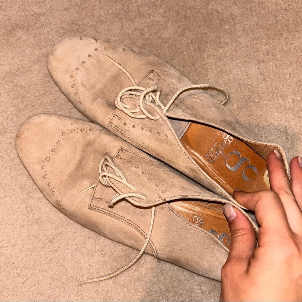 Gaden Leather Neural nude Tan beige Leather Shoes Flats - Picture 2 of 5